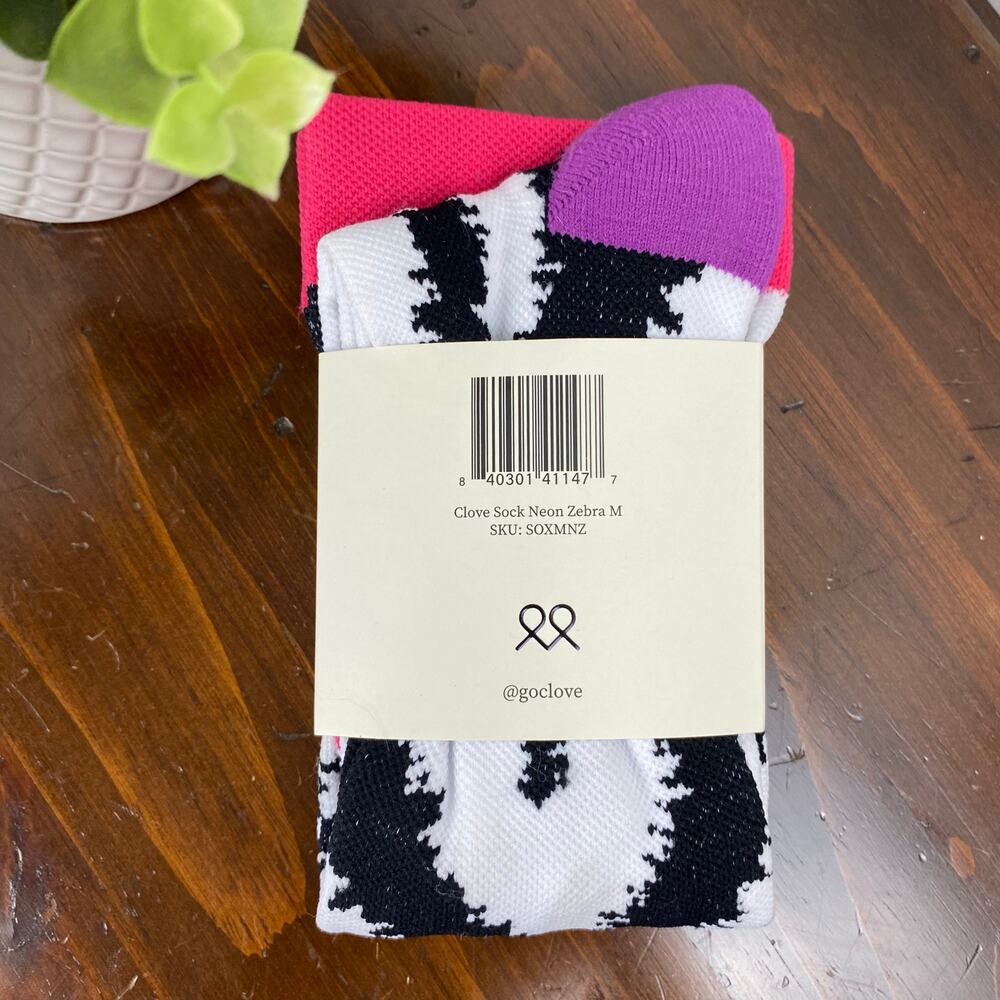 Clove Shoes Compression Socks Neon Zebra Dye Medium - Picture 4 of 4